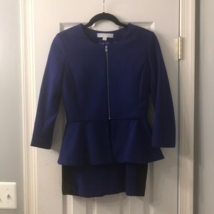 Royal blue suit jacket and skirt